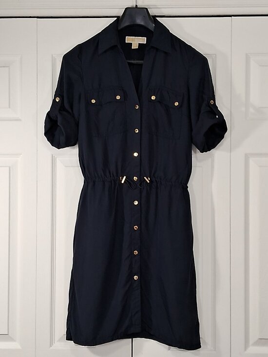 Michael Kors Dresses & Skirts - Michael Kors Navy Blue Shirt Dress - Gold Buttons